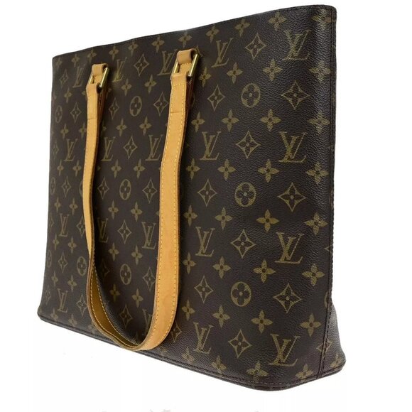 LOUIS VUITTON Logo Luco Shoulder Tote Bag Monogram Leather Brown - Picture 2 of 16
